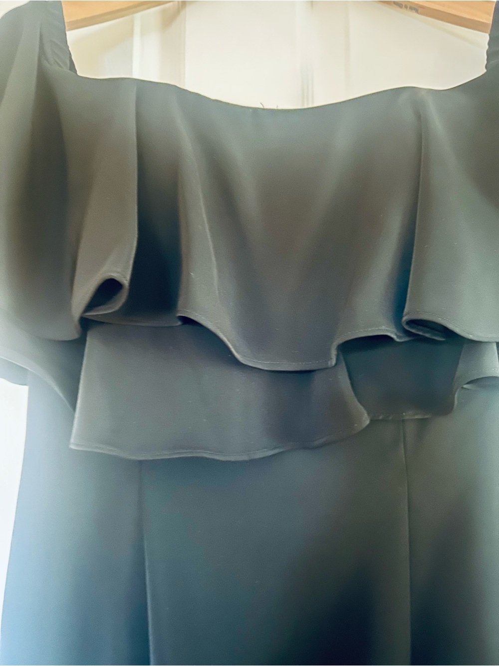 Off-the-Shoulder Black Strapless Ruffle Gown - Picture 4 of 5